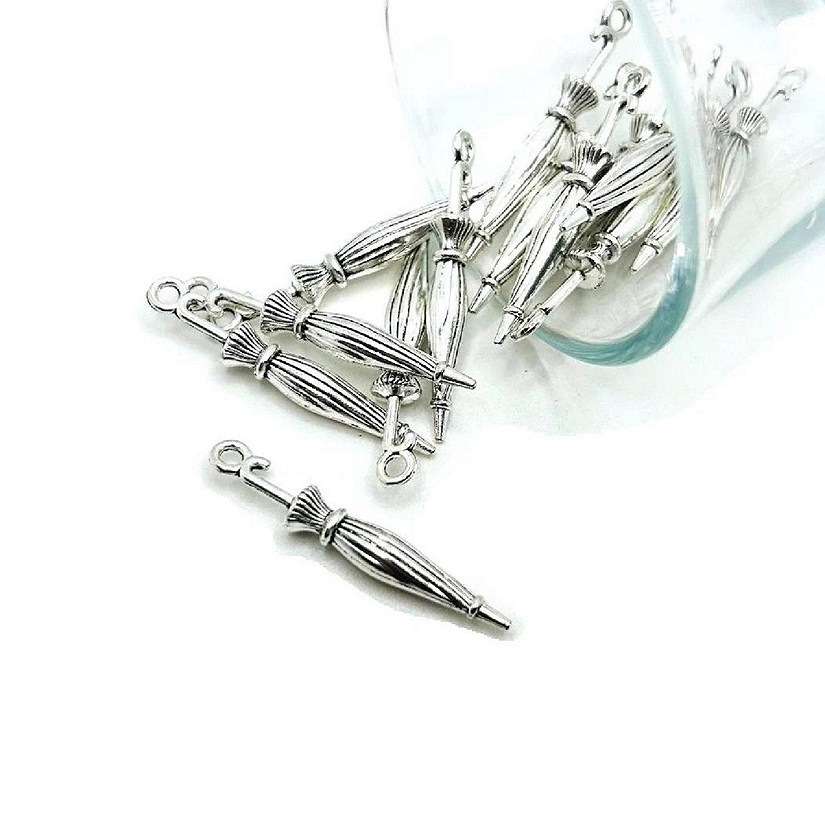 20 Pcs Silver Closed Umbrella 3D Charms Image
