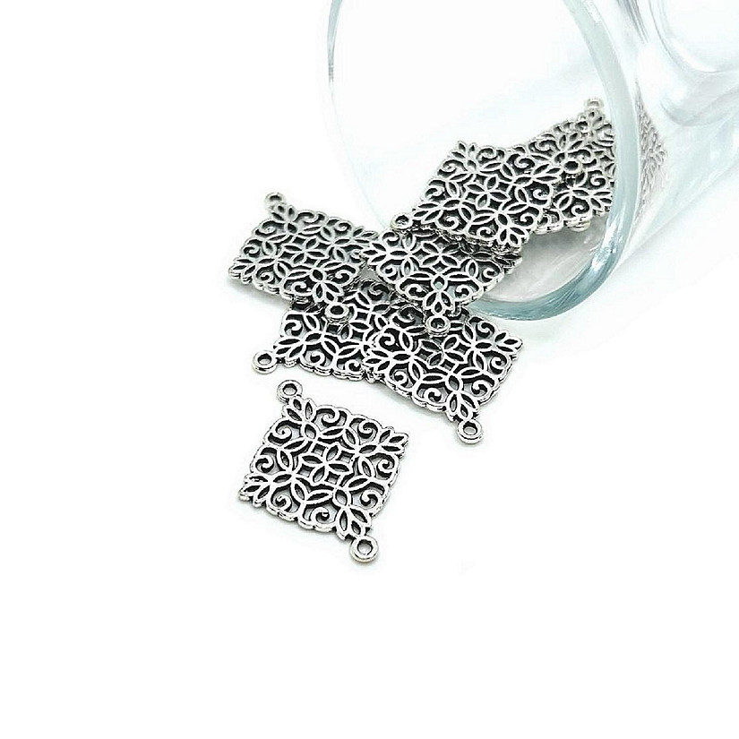 20 Pcs Silver Filigree Connector Charms Image