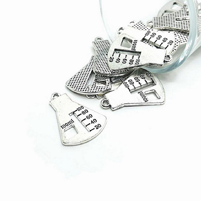 20 Pcs Silver Graduate Beaker Charms Image