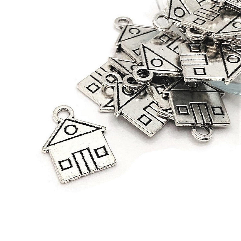 20 Pcs Silver House Charms Image