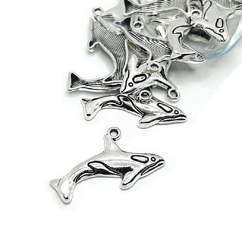 20 Pcs Silver Killer Whale Orca Charms Image