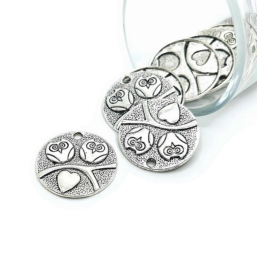 20 Pcs Silver Love Bird Owl Charms Image