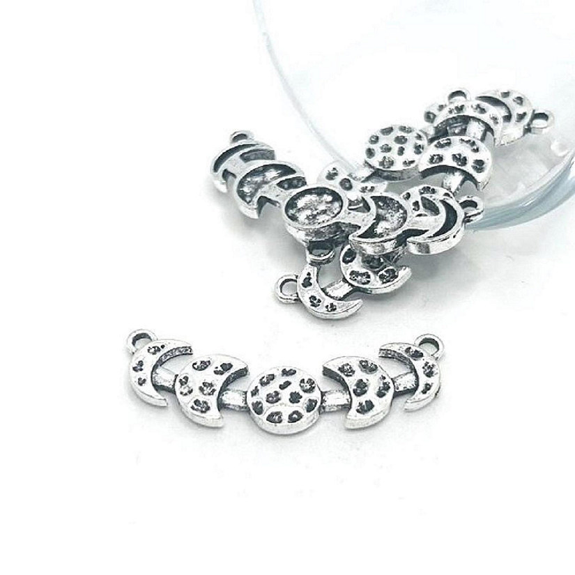 20 Pcs Silver Moon Phase Connector Charm Image