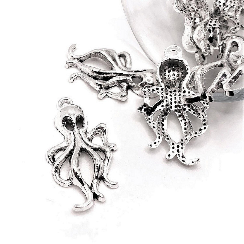 20 Pcs Silver Octopus Kraken Charms Image