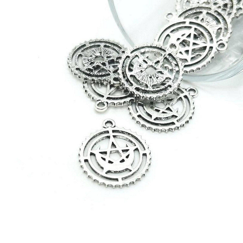 20 Pcs Silver Pentacle Moon Charms Image