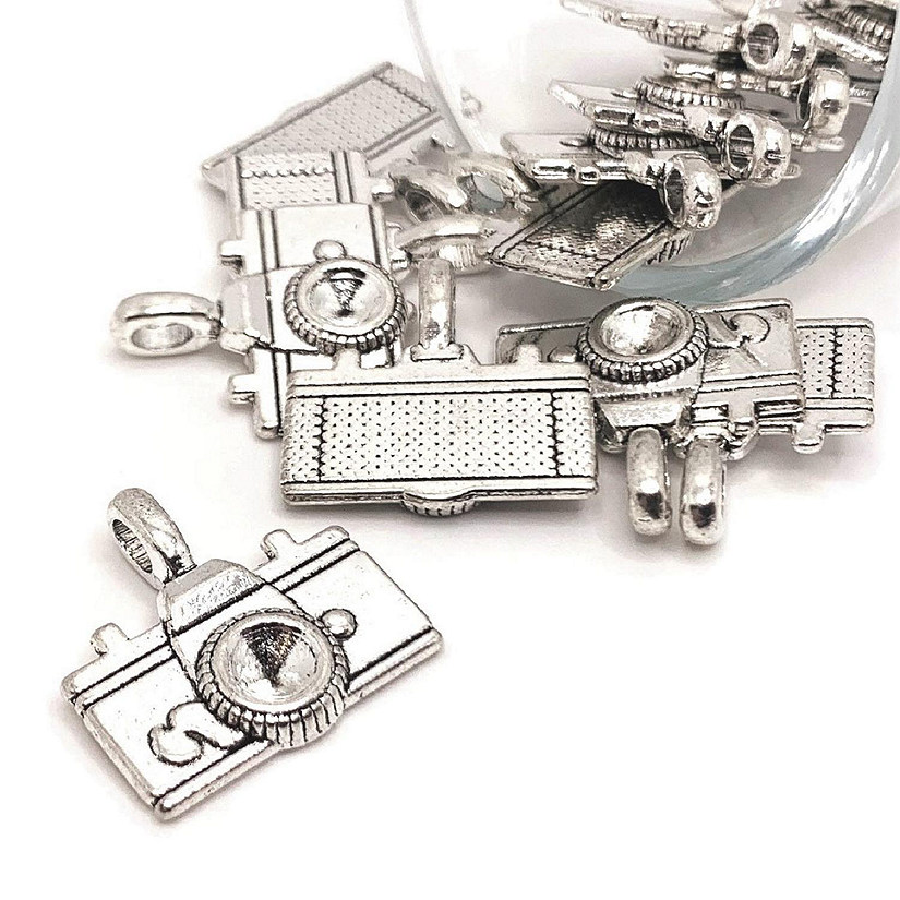 20 Pcs Silver Photographer Camera Charms Image