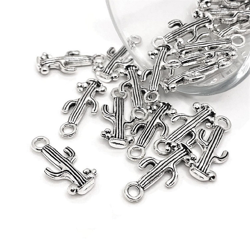 20 Pcs Silver Saguaro Cactus Charms Image