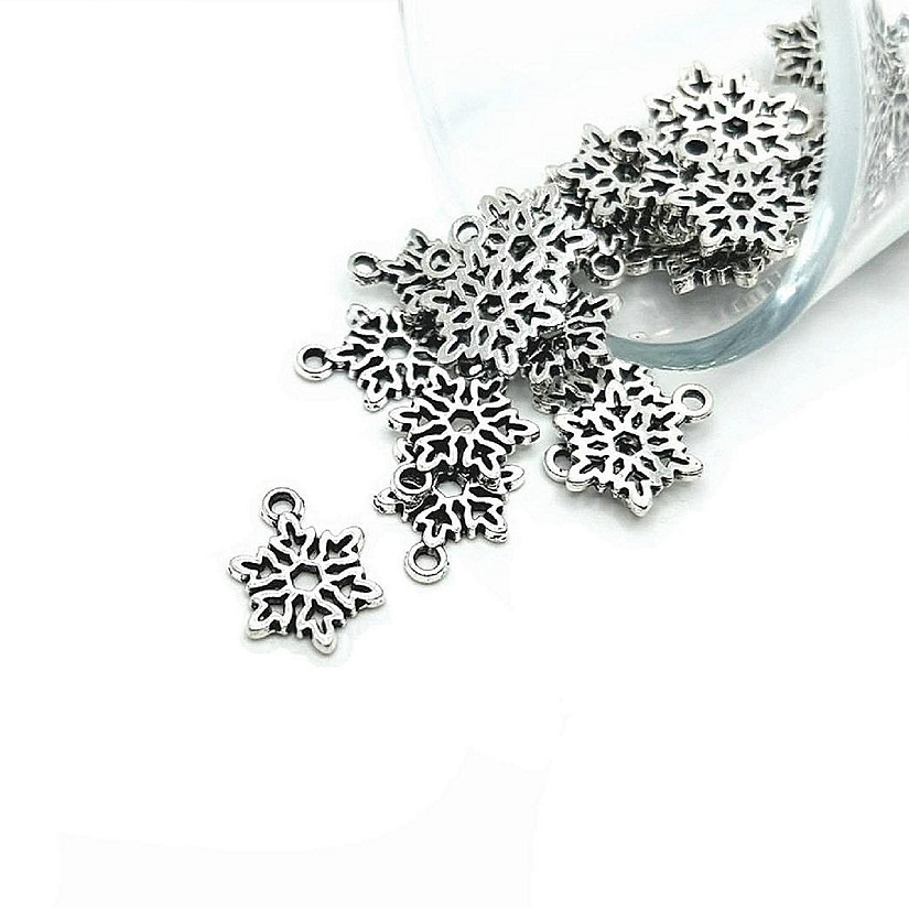 20 Pcs Silver Snowflake Christmas charms Image