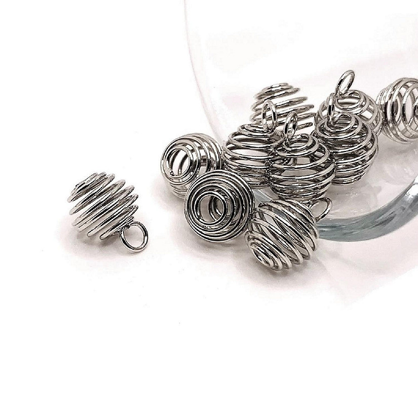 20 Pcs Silver Spiral Lantern Bead Cages Image