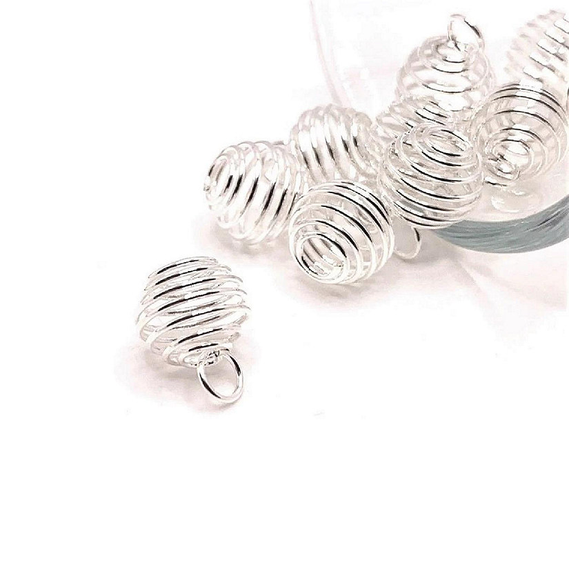20 Pcs Silver Spiral Lantern Bead Cages Image