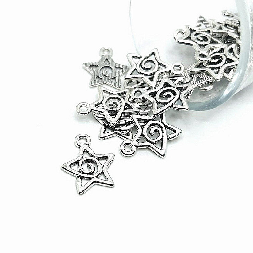 20 Pcs Silver Star Celestial Charms Image