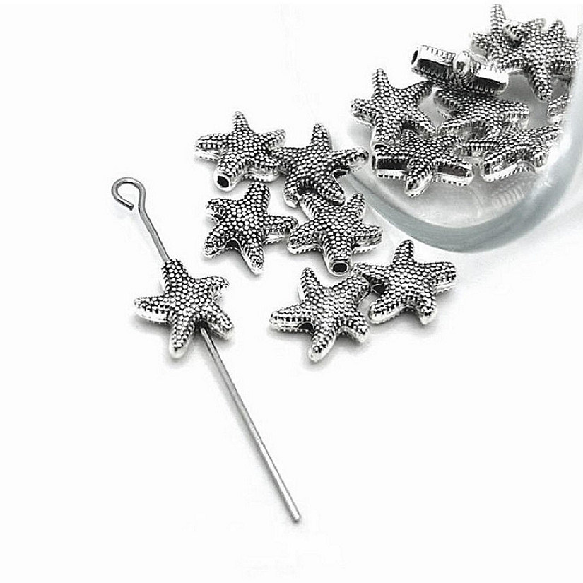 20 Pcs Silver Starfish Spacer Beads Image