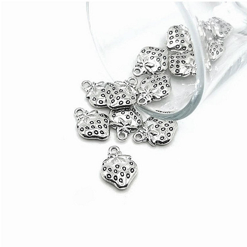 20 Pcs Silver Strawberry Charms Image