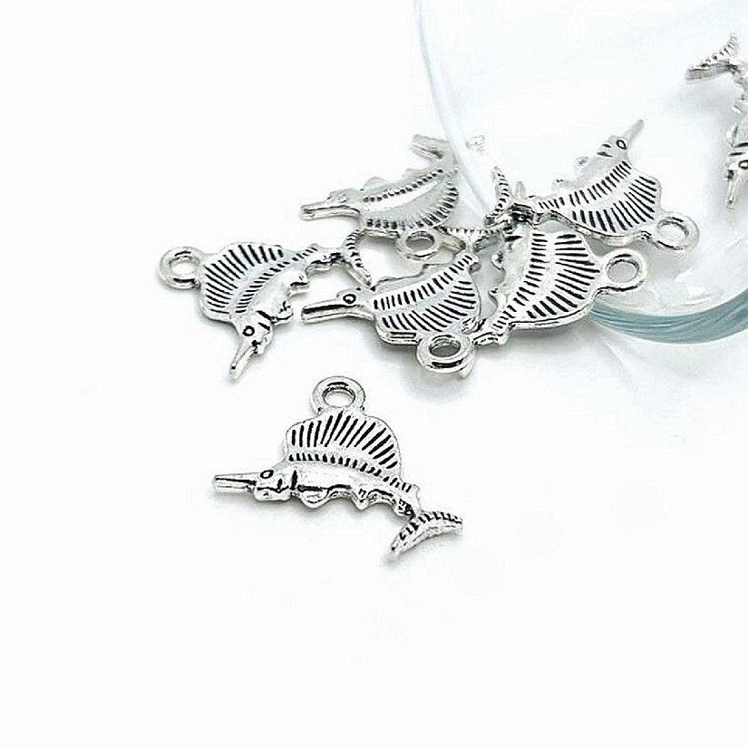20 Pcs Silver Swordfish Charms Image