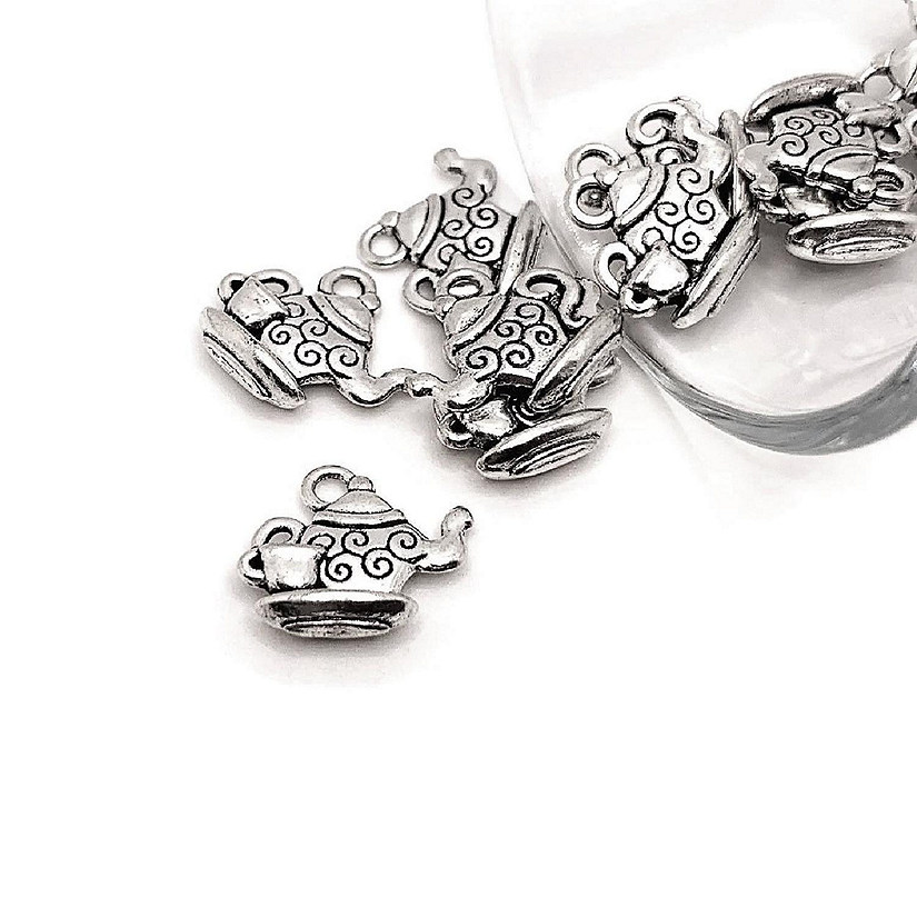 20 Pcs Silver Teapot Charms Image