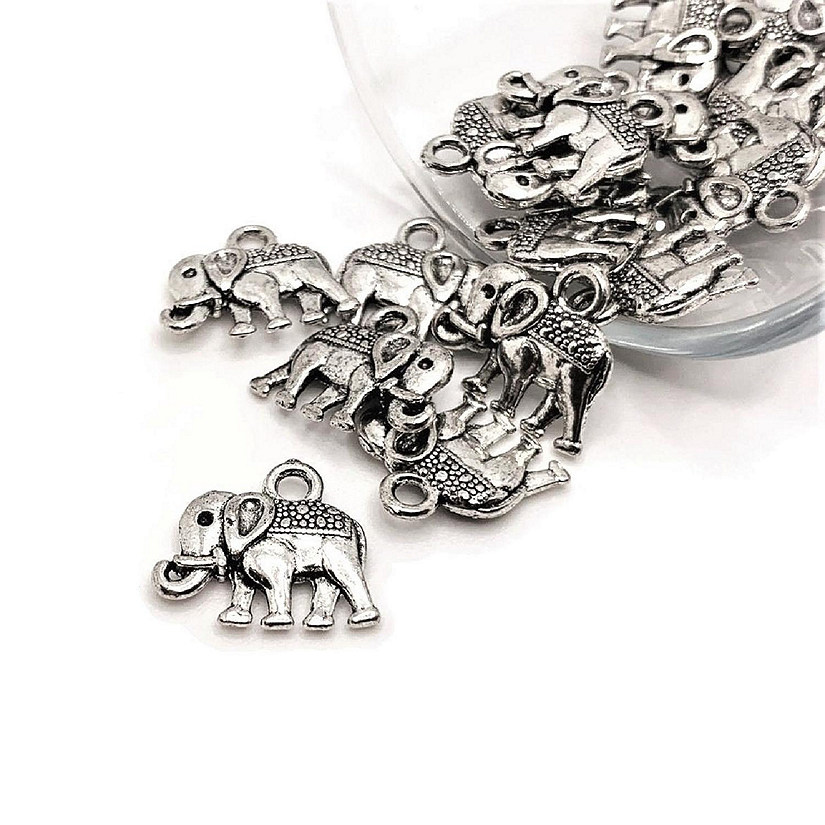 20 Pcs Silver Tibetan Elephant Charms Image