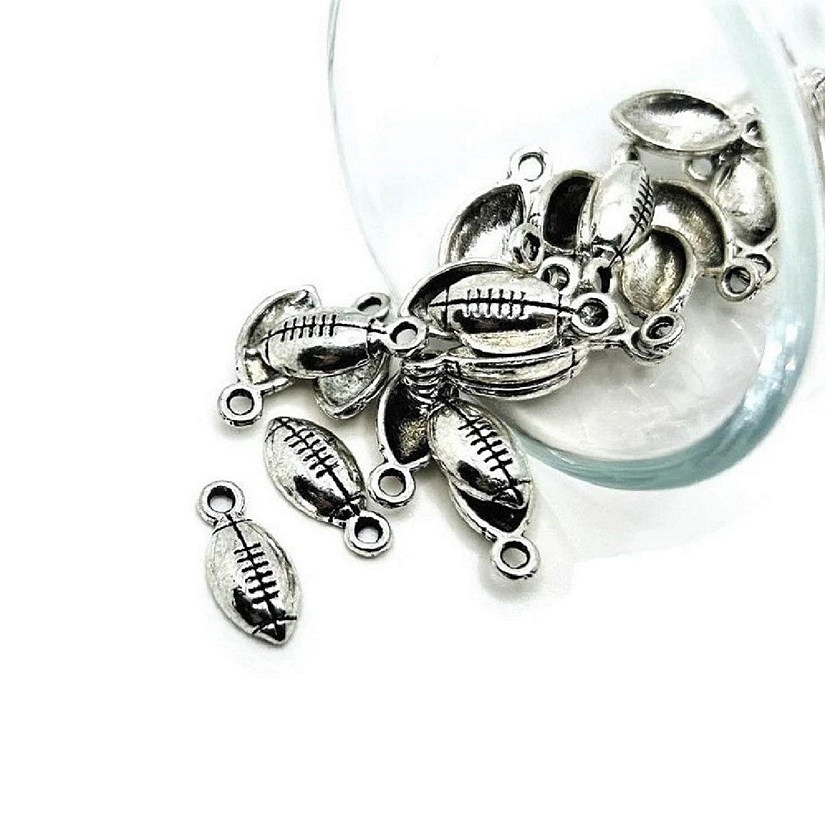 20 Pcs Small Silver Football Charms Image