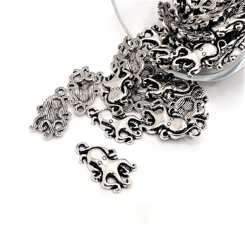 20 Pcs Small Silver Octopus Charms Image