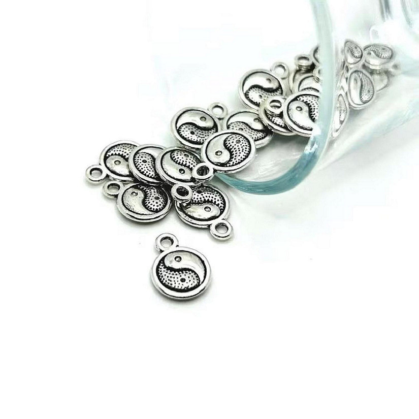 20 Pcs Small Silver Yin Yang Charms Image