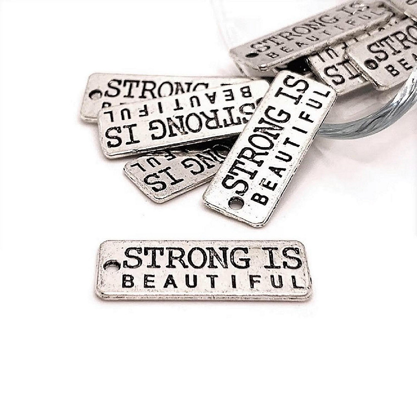 20 Pcs Strong is Beautiful Tag Charms Image