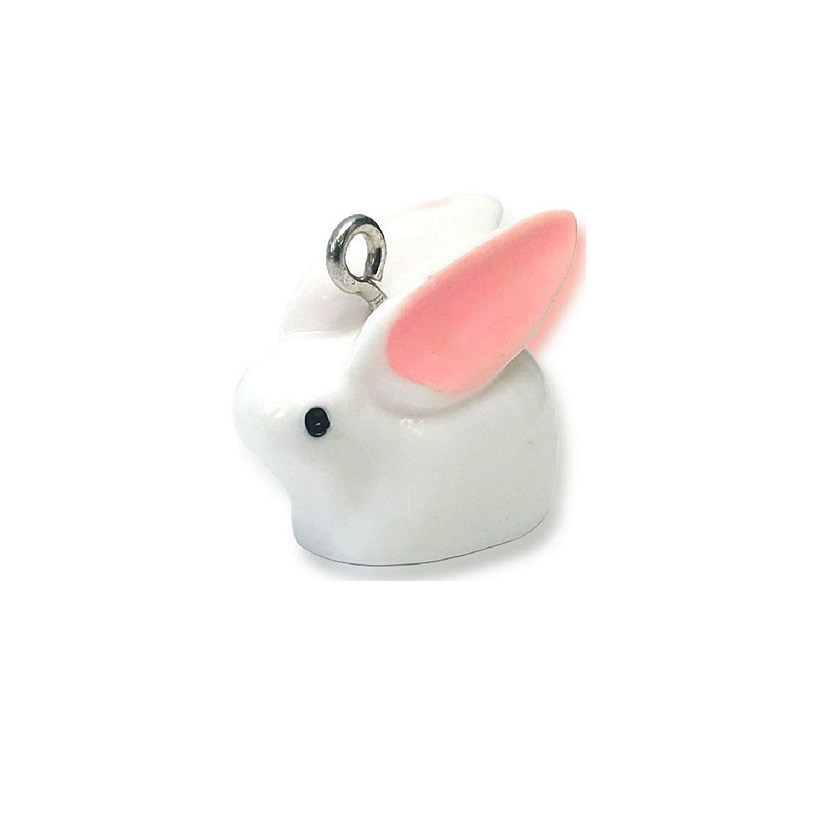 20 Pcs White 3D Rabbit Charm Image