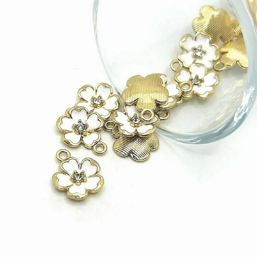 20 Pcs White Flower Rhinestone Charm Image