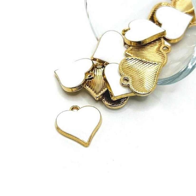 20 Pcs White Heart Charms Image