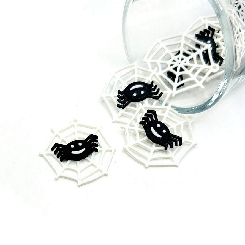 20 Pcs White Web Charms with Spider Image