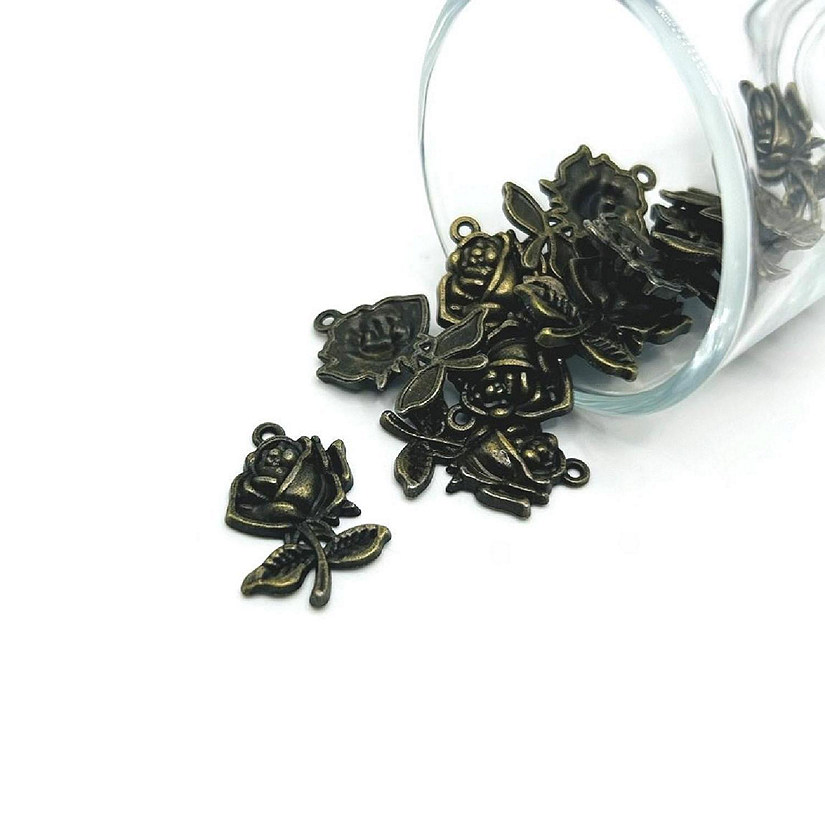 20 Pieces Bronze Rose Charms Image