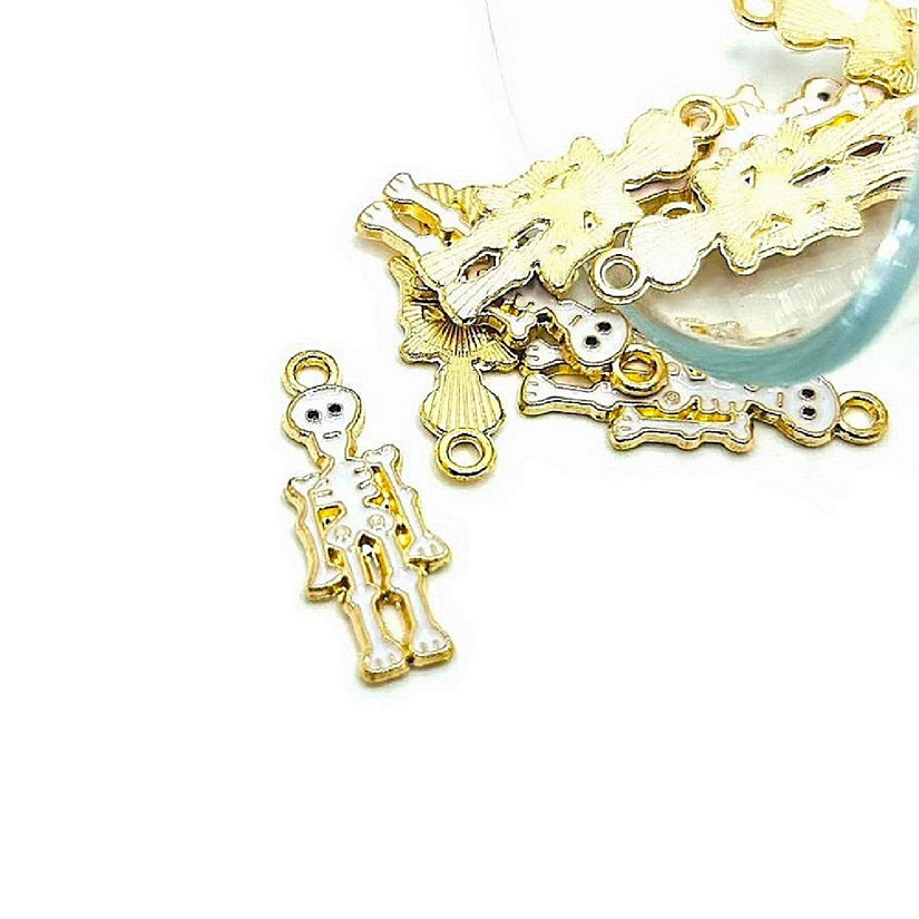 20 Pieces White Halloween Skeleton Charm Image