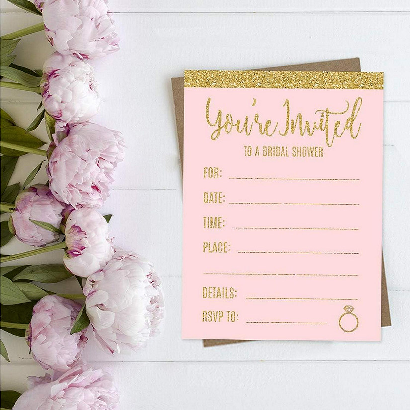 20 Pink Glitter Bridal Shower Invitation Image