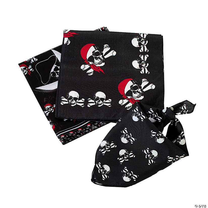 20" Pirate Classic Skull & Crossbones Polyester Bandanas - 12 Pc. Image