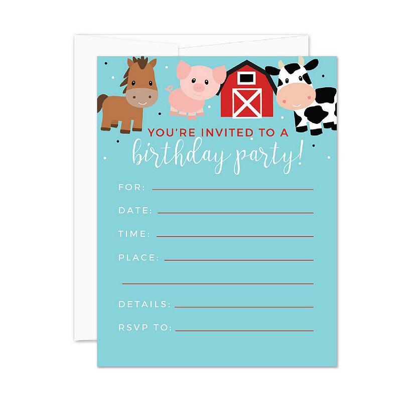 20 Red Farmhouse Birthday Invitations Image
