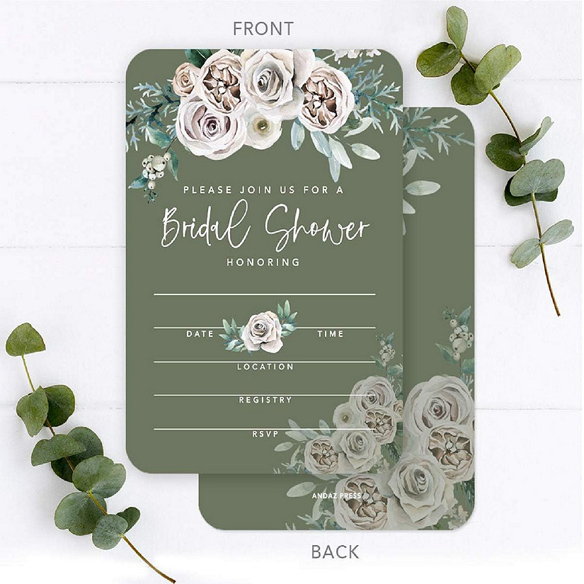 20 Sage Green Bridal Shower Invitations Image