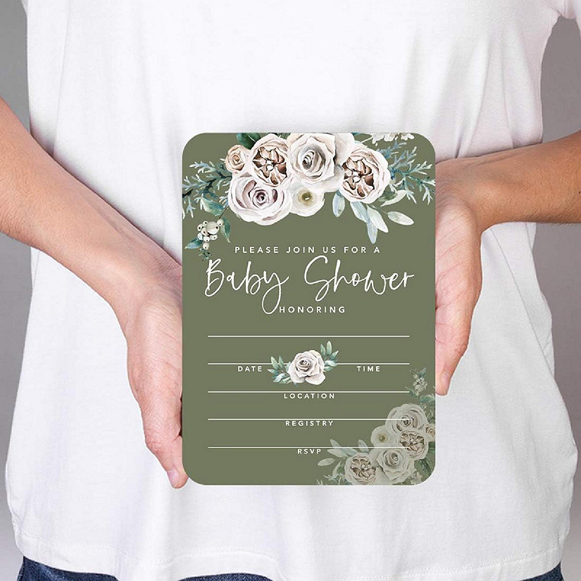20 SageCream Fall Baby Shower Invitation Image