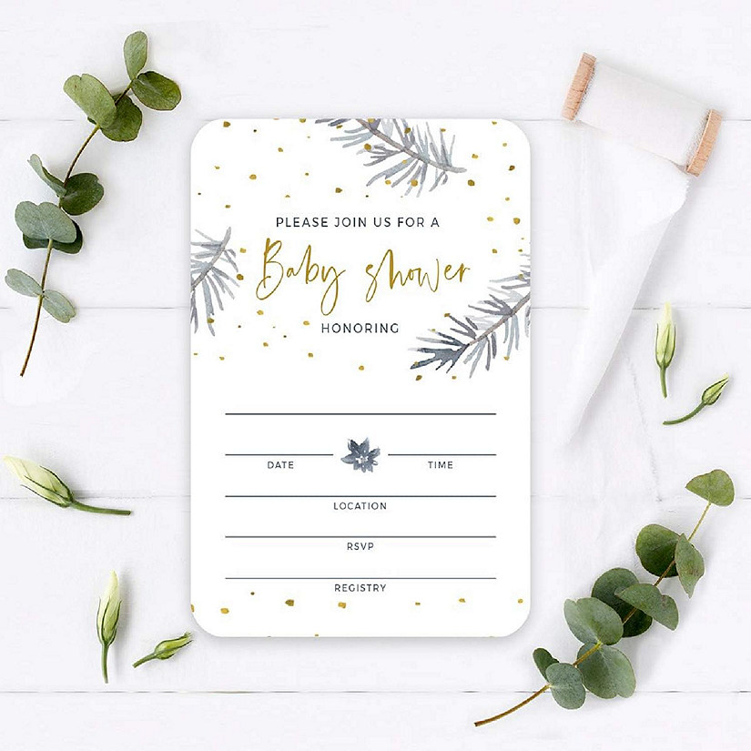 20 Snowflakes Baby Shower Invitations Image