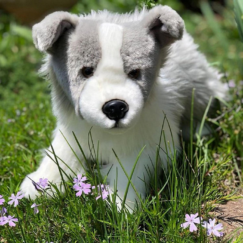 20" Thor Grey Border Collie Plush Dog Image