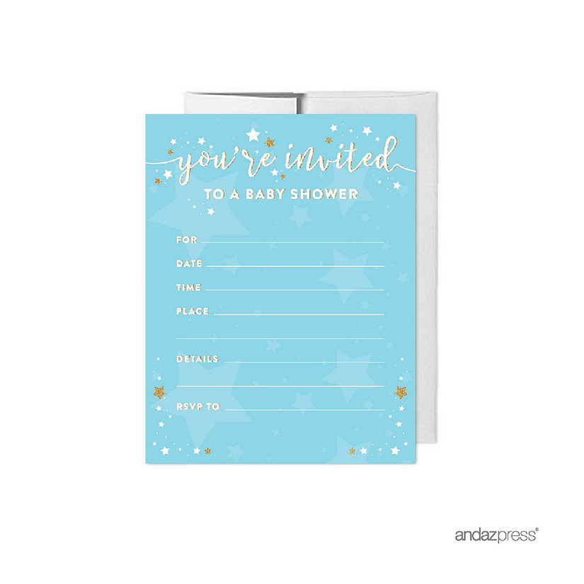 20 Twinkle Little Star Blue Invitations Image