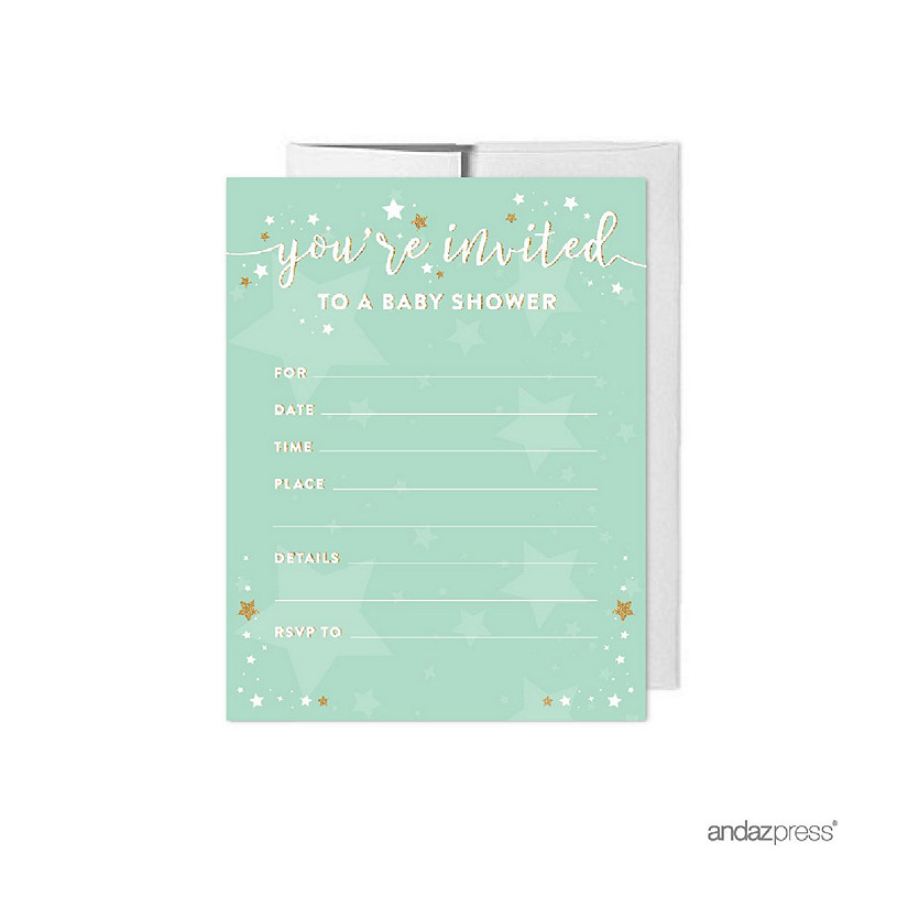 20 Twinkle Little Star Mint Invitations Image