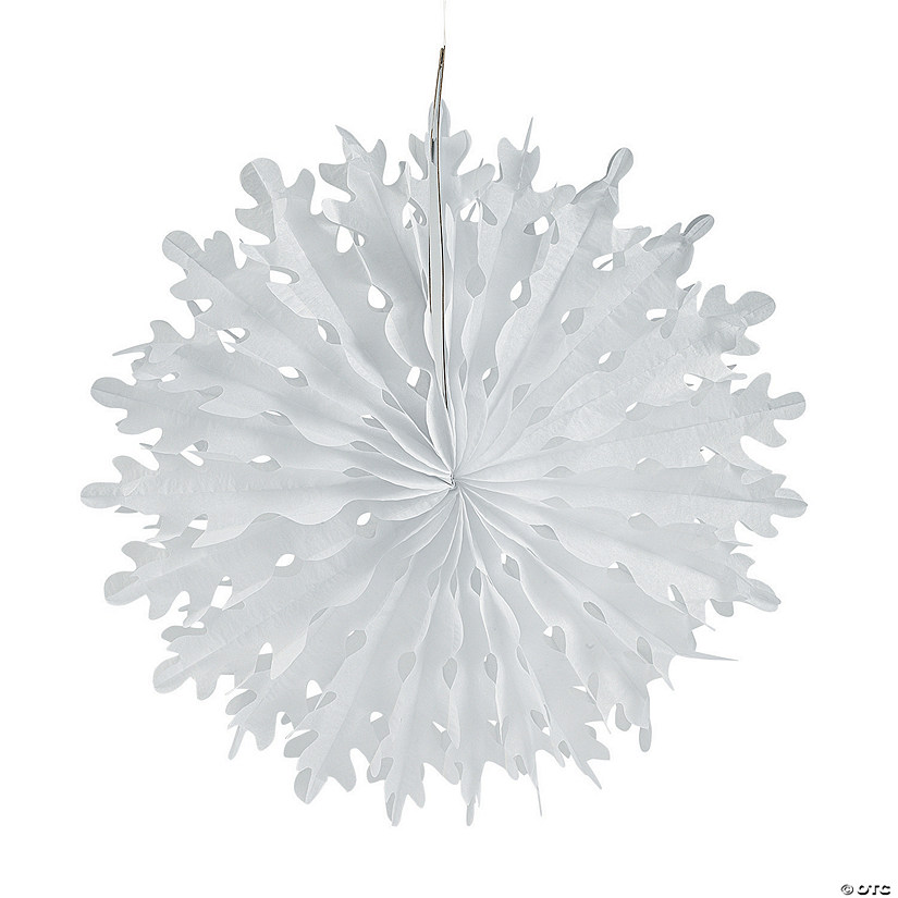 20" White Snowflakes Tissue Paper Hanging Decorations 12 Pc.