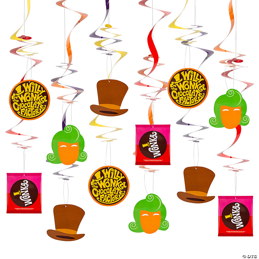 20" Willy Wonka & the Chocolate Factory&#8482; Cardstock Hanging Swirl Decorations - 12 Pc. Image