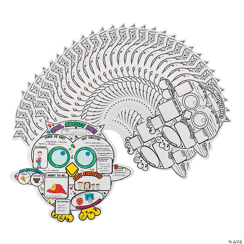 20" x 17" Bulk 150 Pc. Color Your Own Paper Owl About Me Posters Image