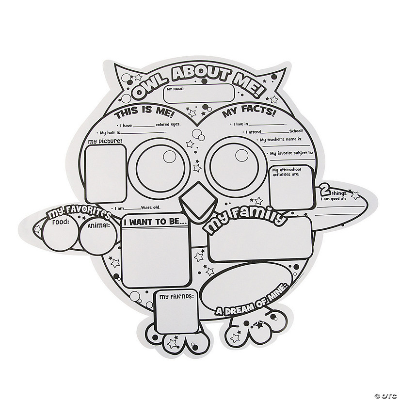 20" x 17" Color Your Own Paper Owl About Me Posters - 30 Pc. Image