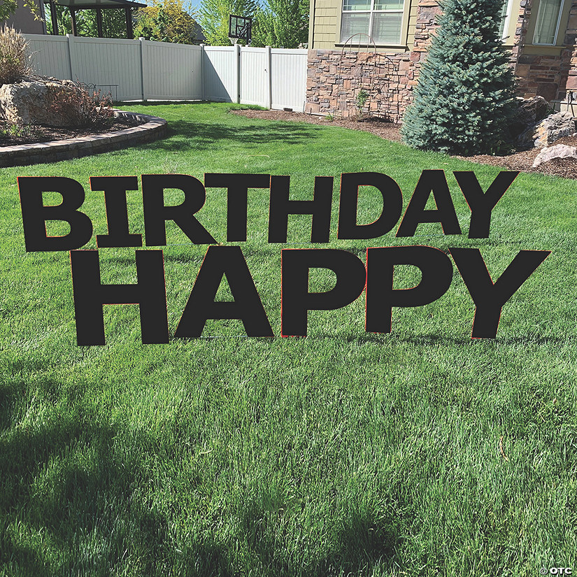 20" x 20" Black Happy Birthday Yard Signs - 13 Pc. Image