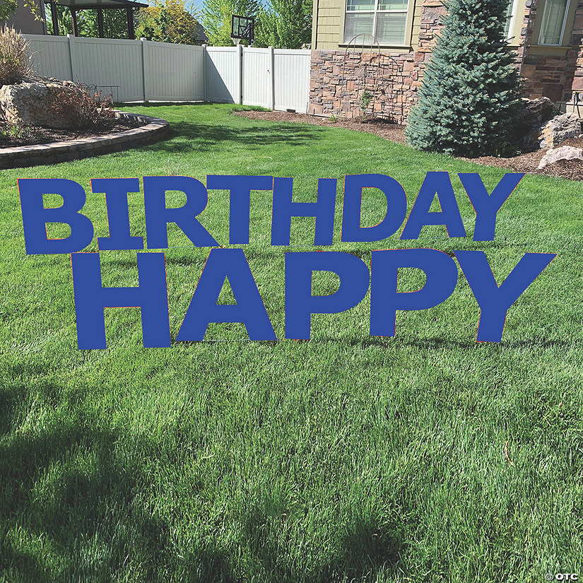 20" x 20" Blue Happy Birthday Yard Signs - 13 Pc. Image