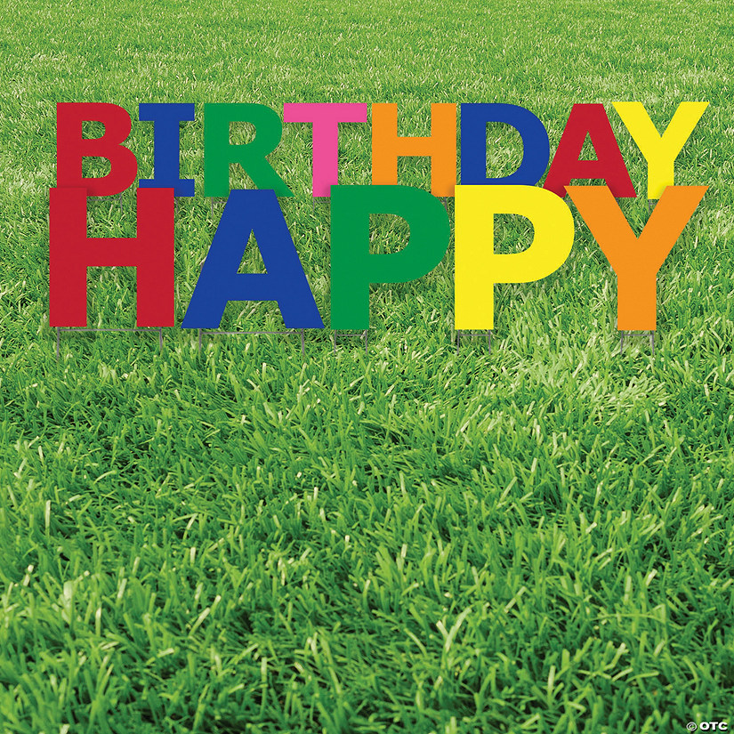 20" x 20" Multi-Color Happy Birthday Yard Signs - 13 Pc. Image