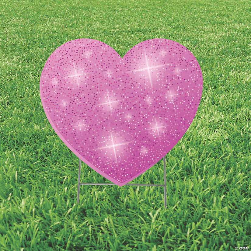 20" x 20" Pink Glitter Heart Yard Sign Image