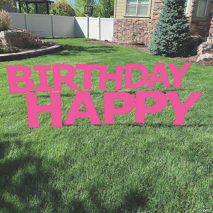 20" x 20" Pink Happy Birthday Yard Signs - 13 Pc. Image