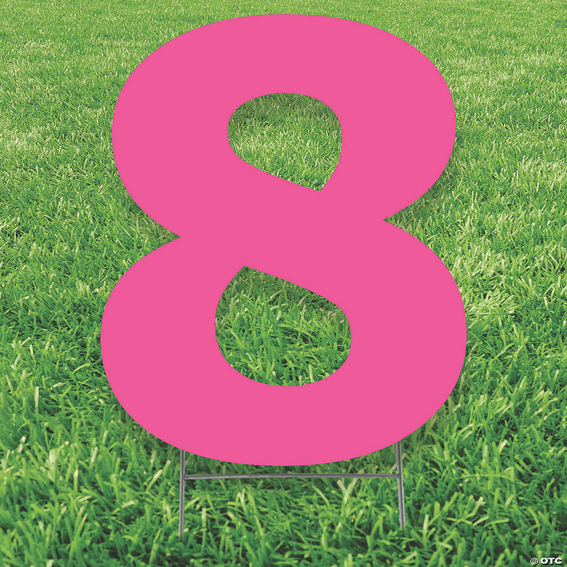 20" x 20" Pink Number 8 Yard Sign Image