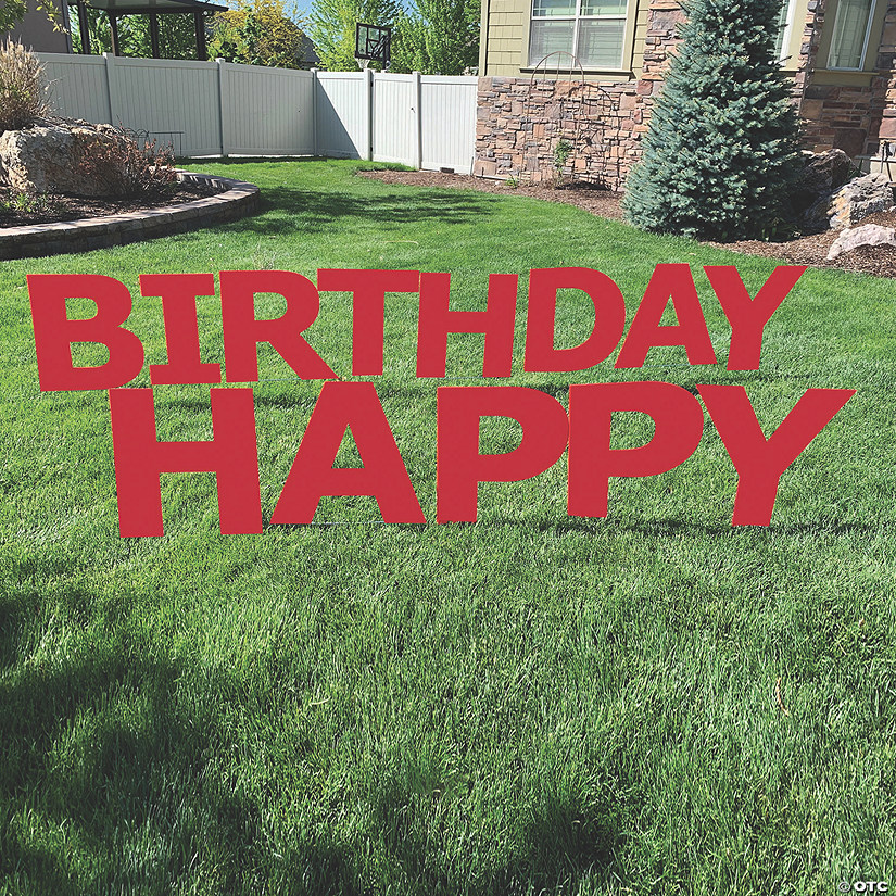 20" x 20" Red Happy Birthday Yard Signs - 13 Pc. Image